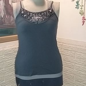 Old Navy tank with string sleeves and embellished